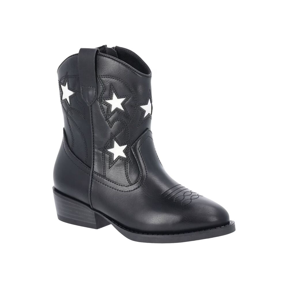 Youth Girls Black w White Stars Boho Western Cowboy Cowgirl Boots Size 13 NWT